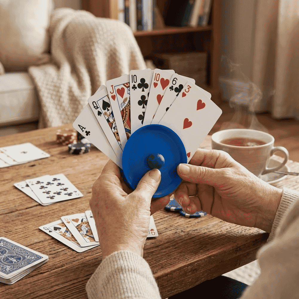 playing card holder in use