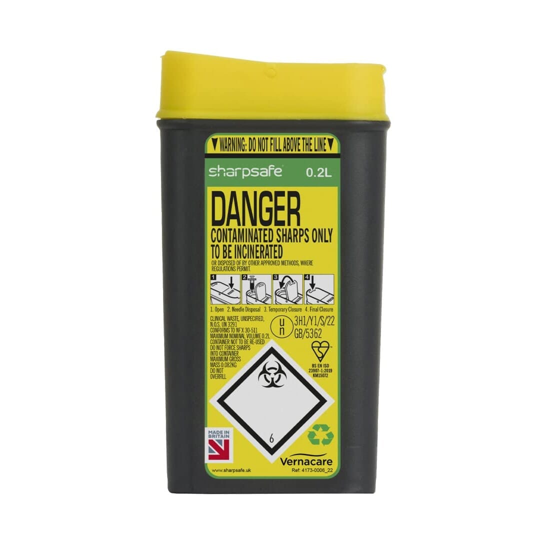 pocket sharps bin 200ml face on