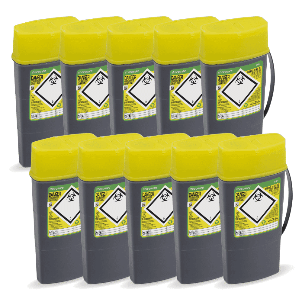 pocket sharps bin 600ml pack 10