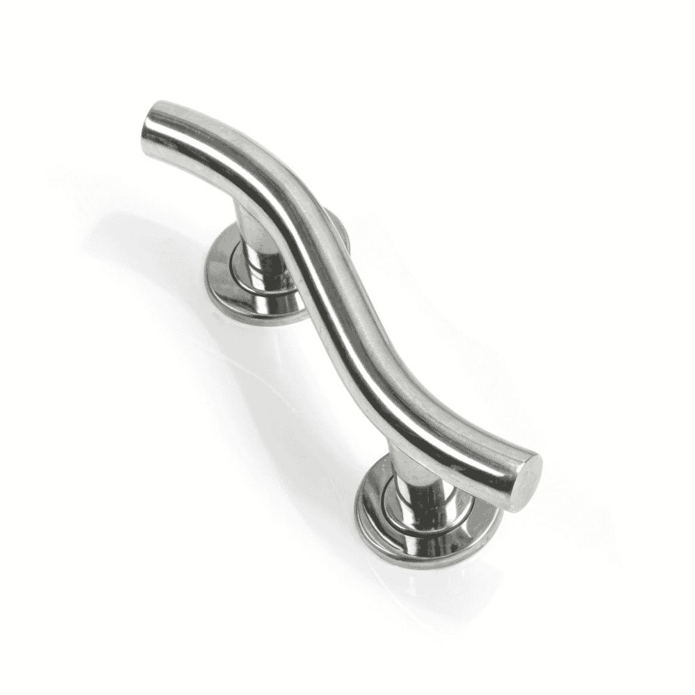 polished stainless steel curved grab rail 12 inch