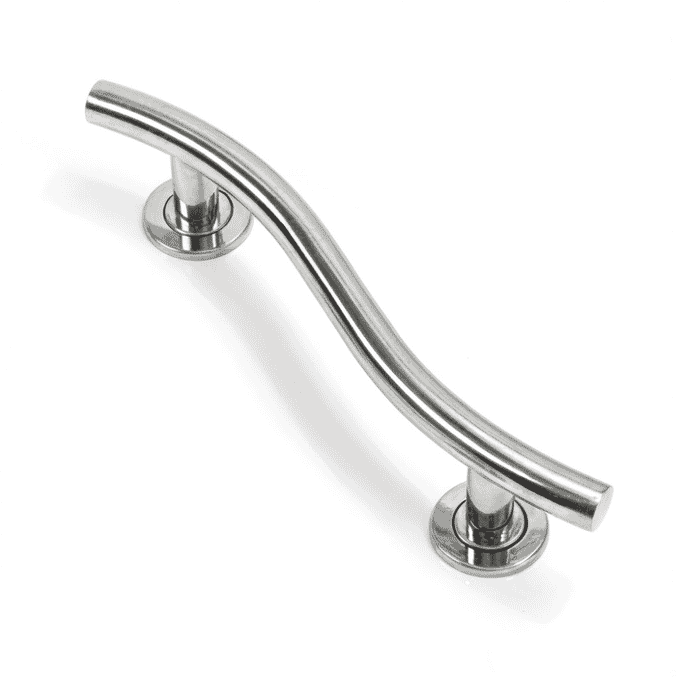 polished stainless steel curved grab rail 19 inch