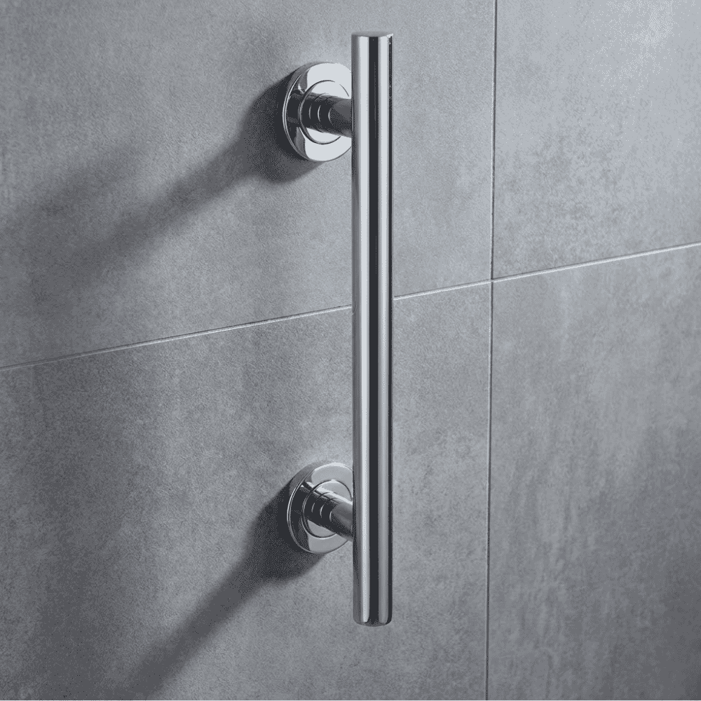 polished stainless steel grab rail 18 inch on wall