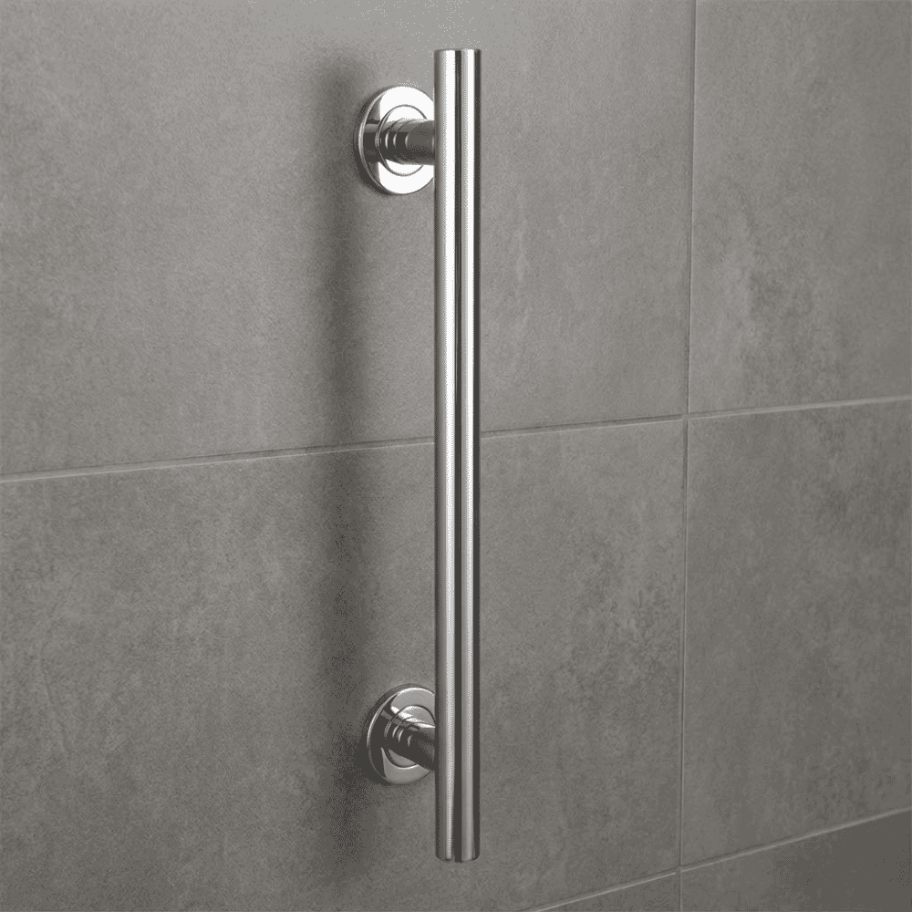 polished stainless steel grab rail 24 inch on wall