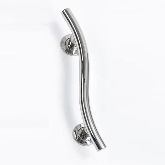 polished stainless steel grab rails curved 19 inch