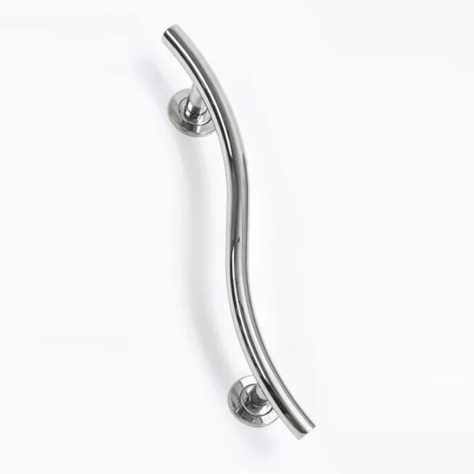 polished stainless steel grab rails curved 24 inch