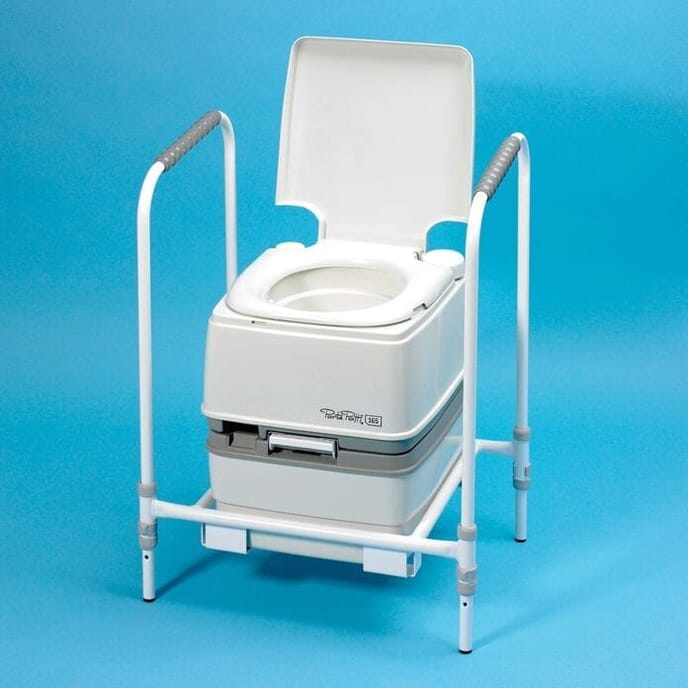 porta potti 165 flushing toilet with frame