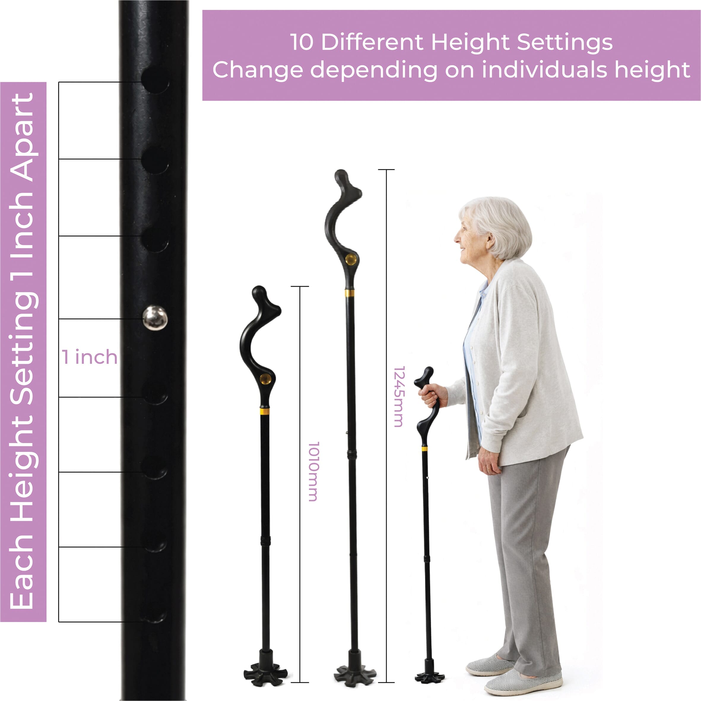 posture cane height adjustment