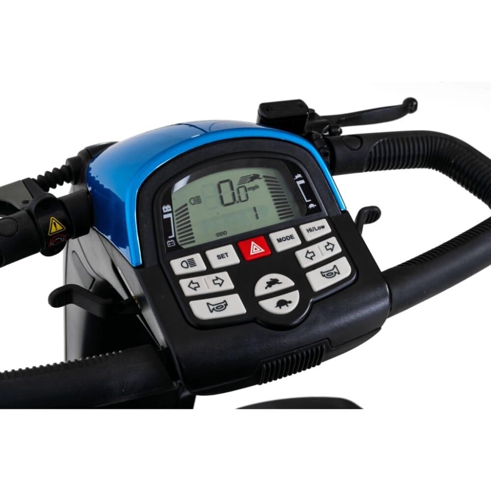 pride baja wrangler mobility scooter blue tiller