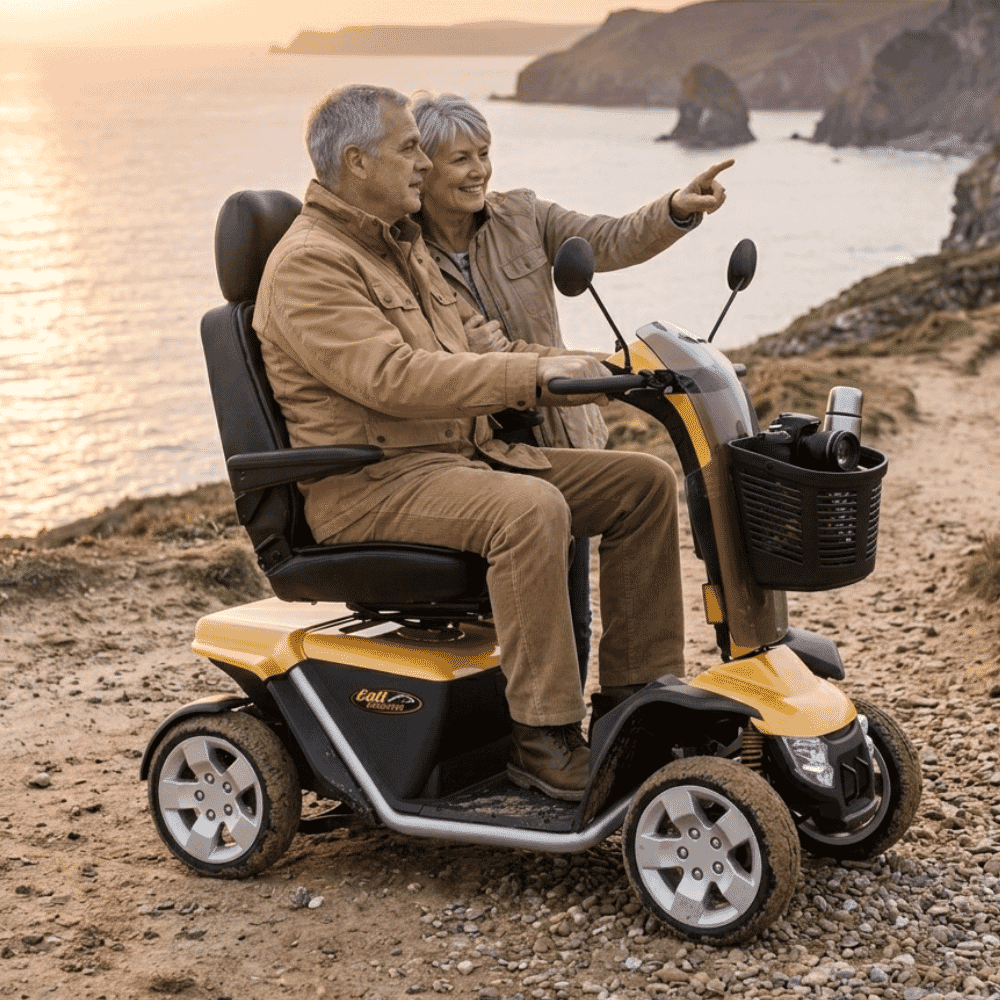 pride colt executive mobility scooter yellow lifestyle