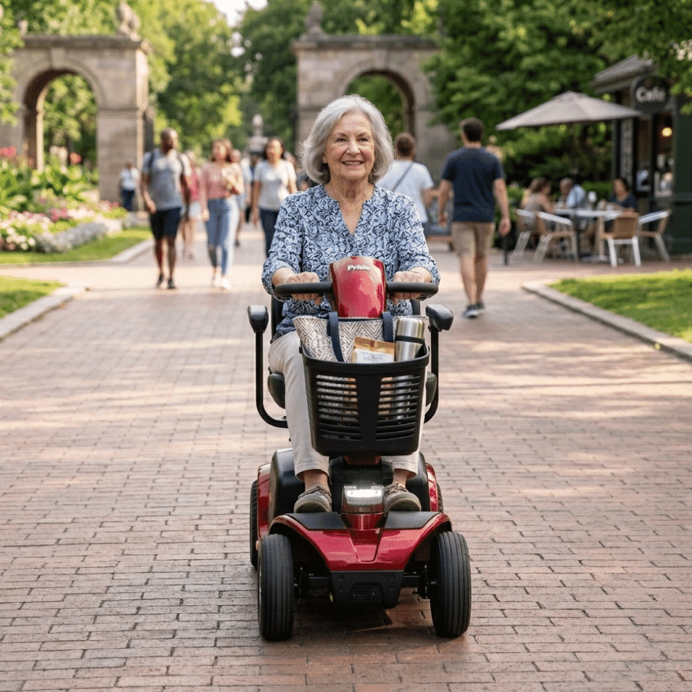 pride colt plus mobility scooter in use