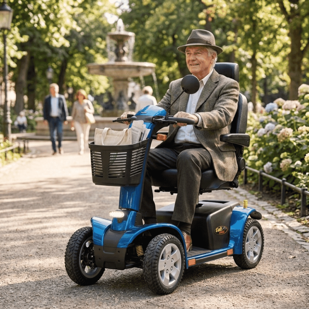 pride colt pursuit mobility scooter blue lifestyle