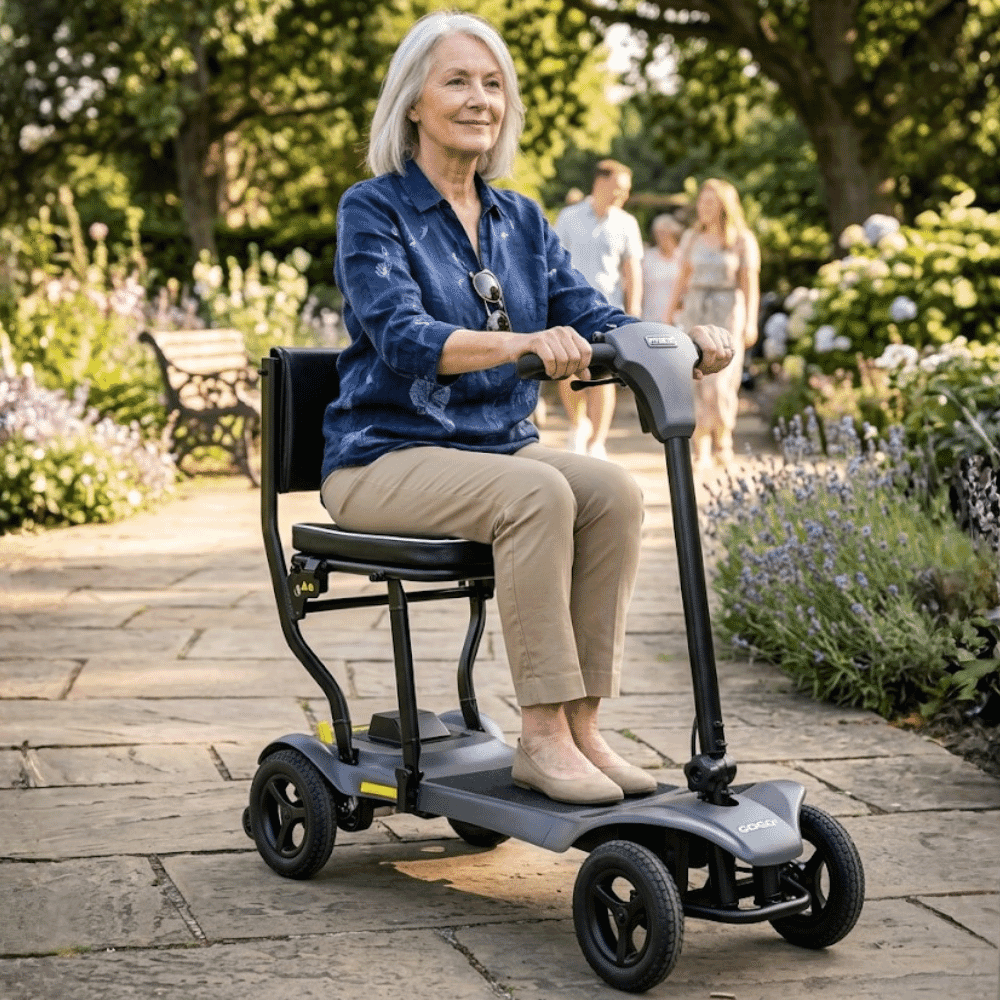 pride gogo mg2 folding mobility scooter lifestyle