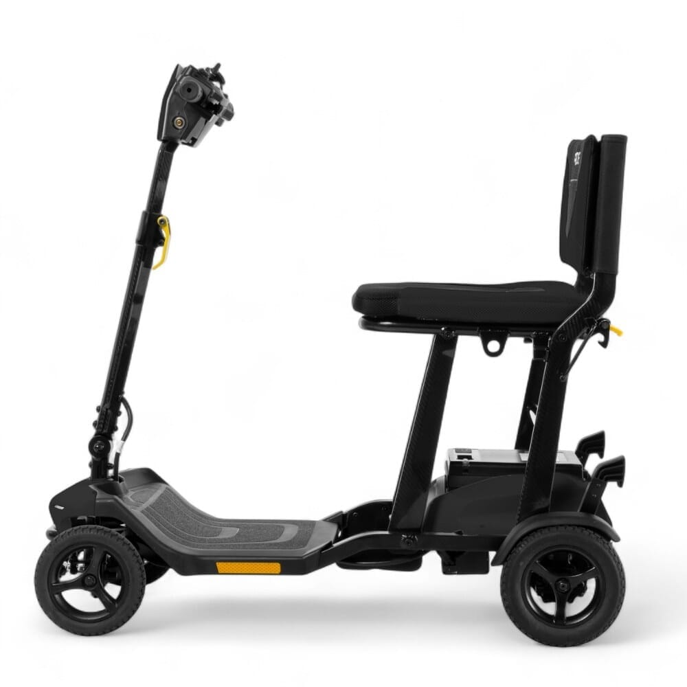 pride gogo super portable folding mobility scooter black side