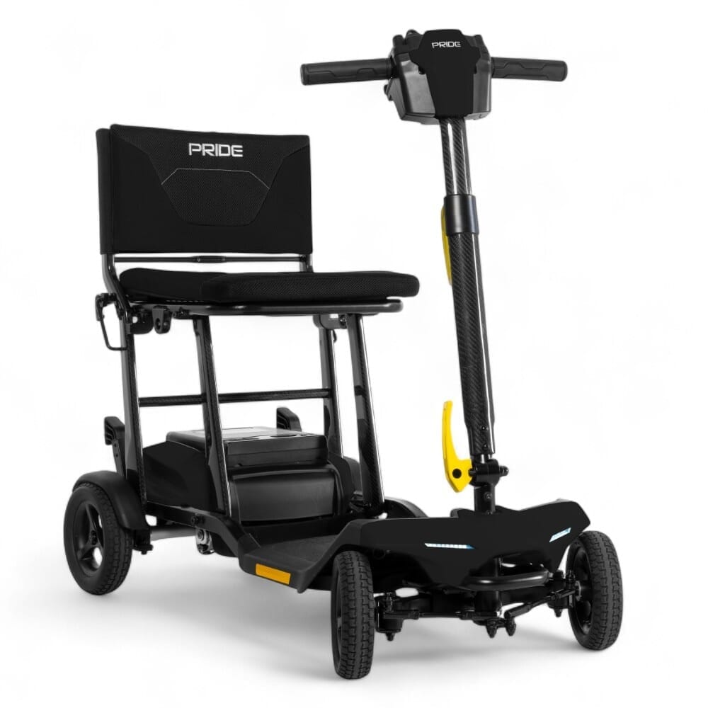 pride gogo super portable folding mobility scooter black