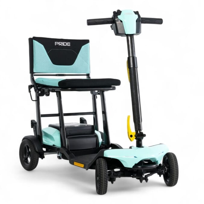 pride gogo super portable folding mobility scooter mint