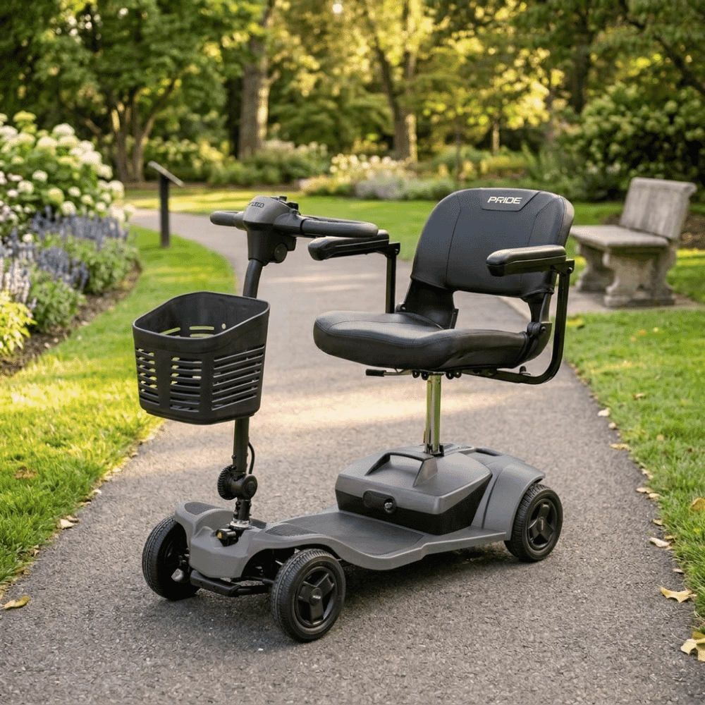 pride gogo ultra mobility scooter grey lifestyle