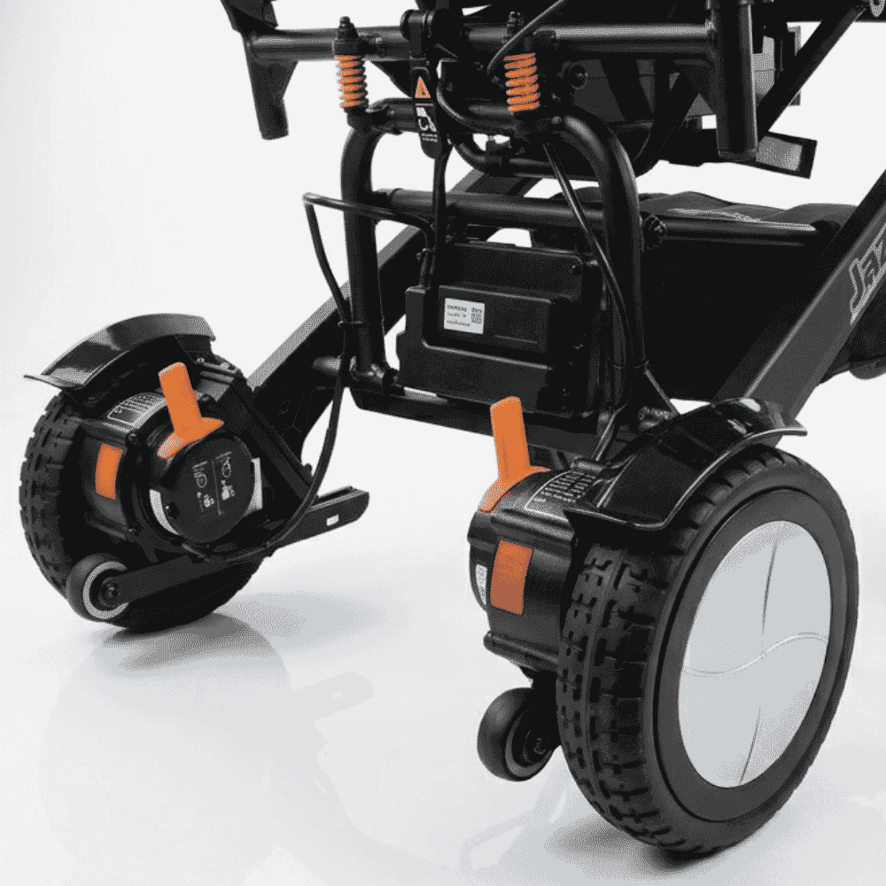 pride jazzy carbon injection folding electric wheelchair rear wheels