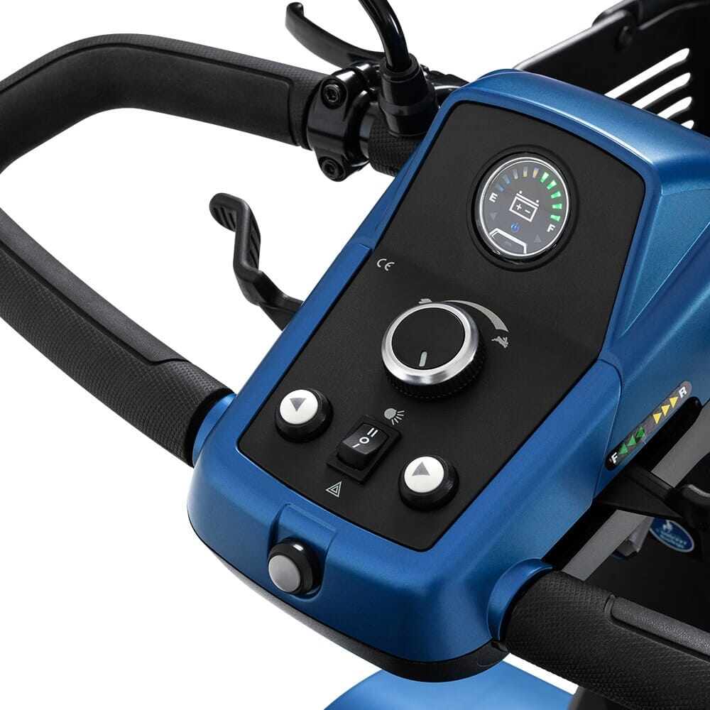 pride maxima four wheel mobility scooter blue tiller