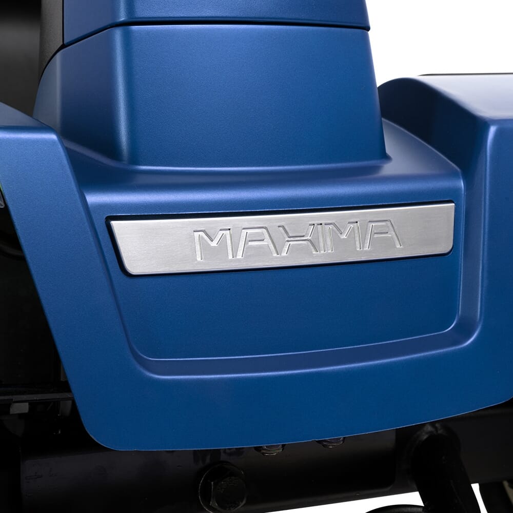 pride maxima four wheel mobility scooter front logo