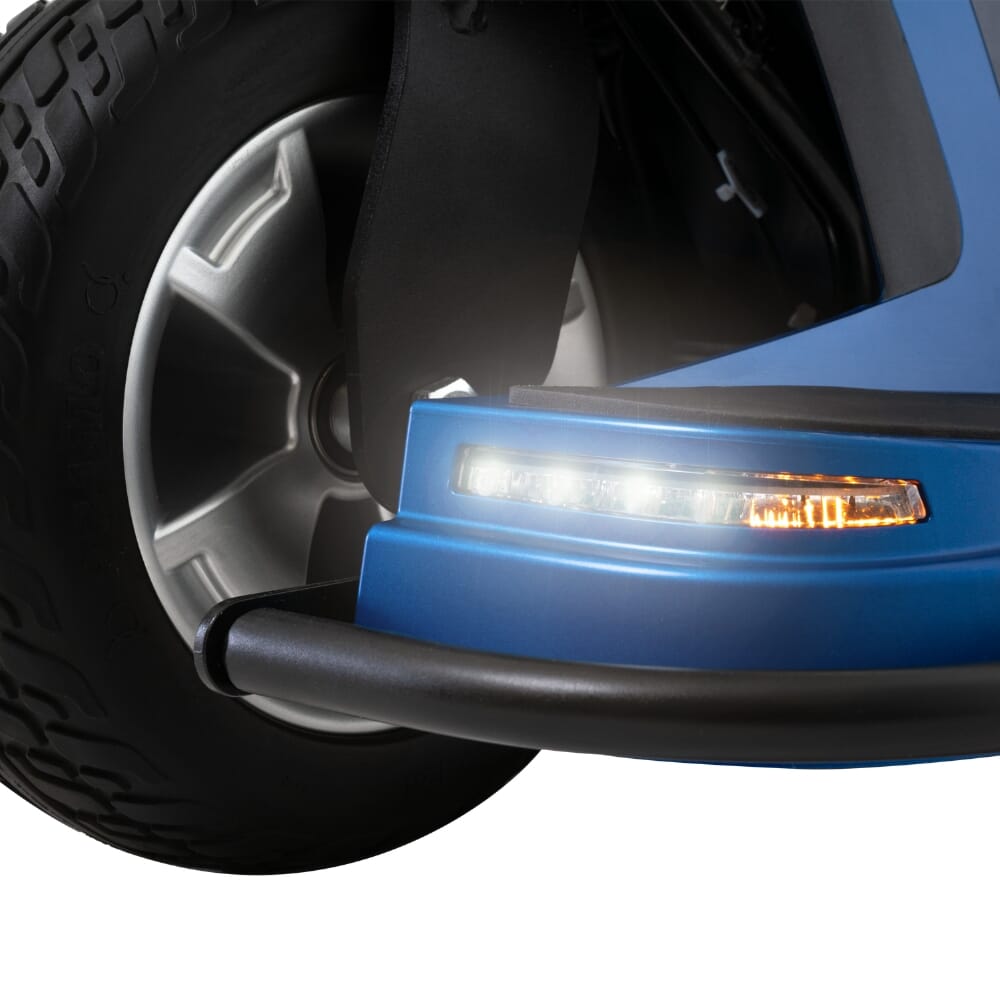 pride maxima three wheel mobility scooter blue front lights