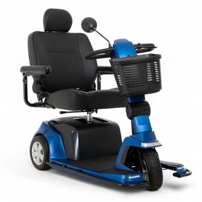 pride maxima three wheel mobility scooter blue