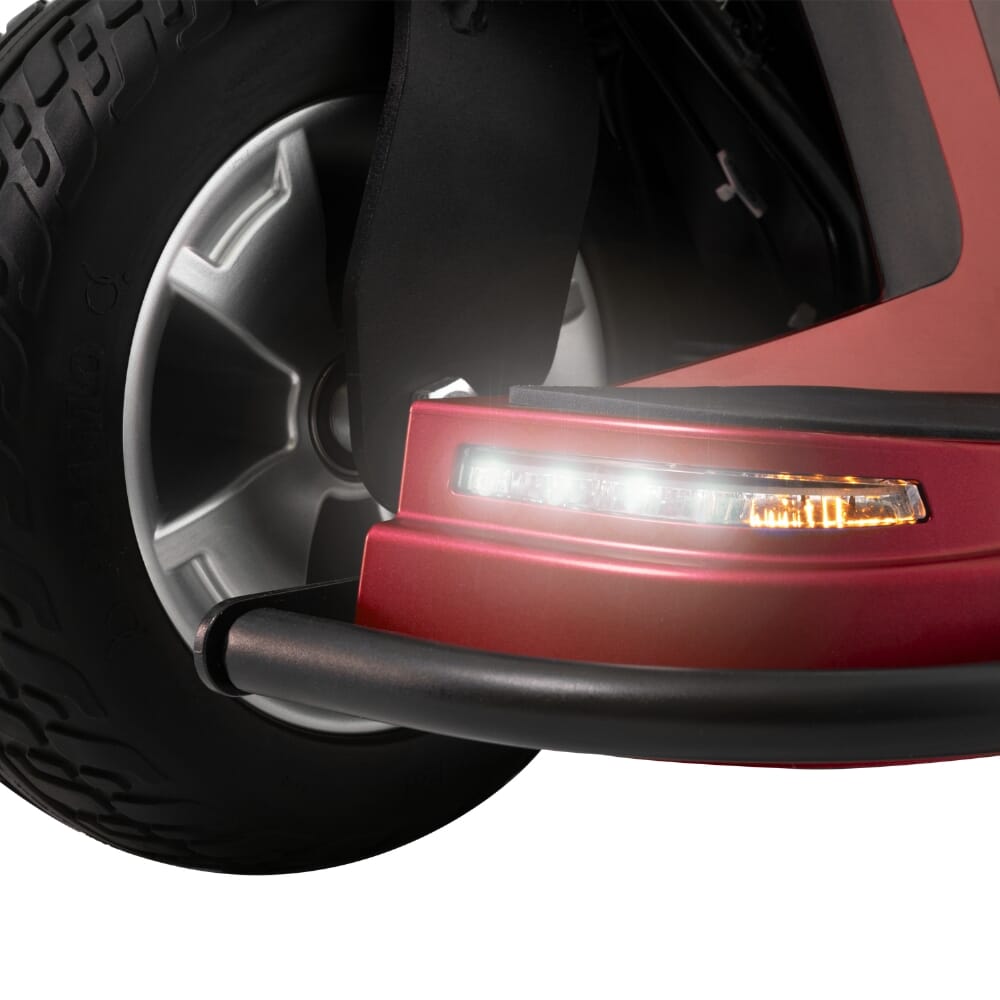 pride maxima three wheel mobility scooter red front lights