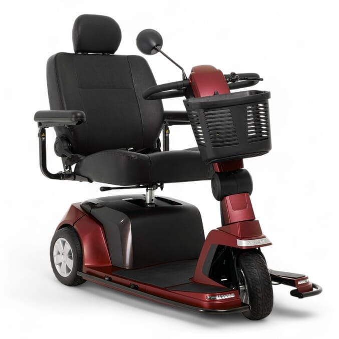 pride maxima three wheel mobility scooter red
