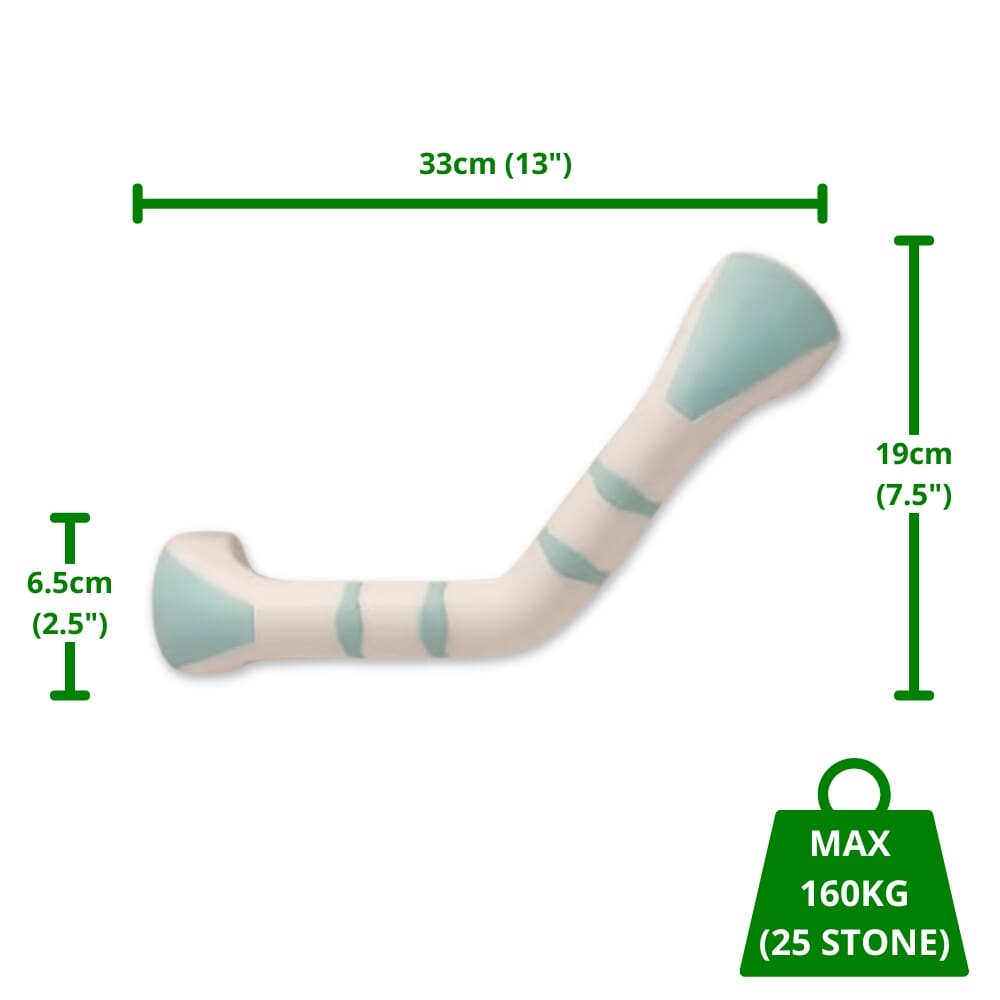 prima grab bar white mint colour angled 33cm 13 dimensions