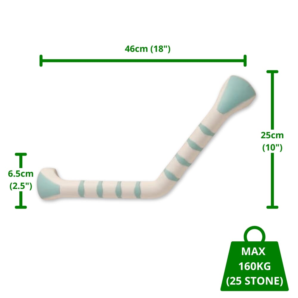 prima grab bar white mint colour angled 40cm 16 dimensions