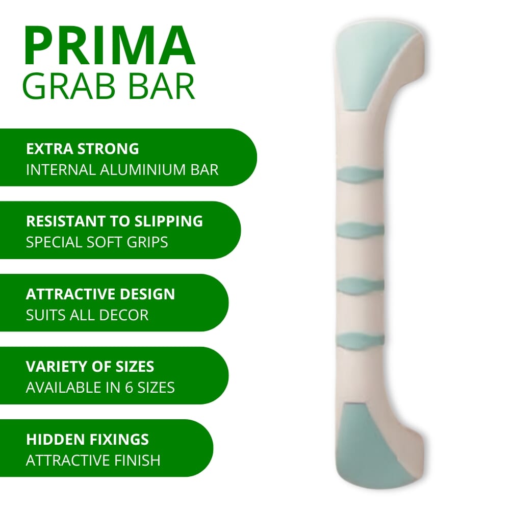 prima grab bar white mint colour features