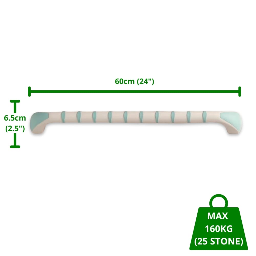 prima grab bar white mint colour straight 60cm 24 dimensions