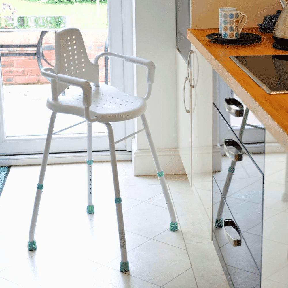 prima modular perching stool with arms and back lifestyle