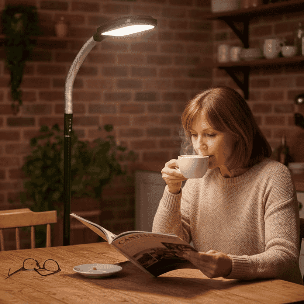 professional reading floor light in situ