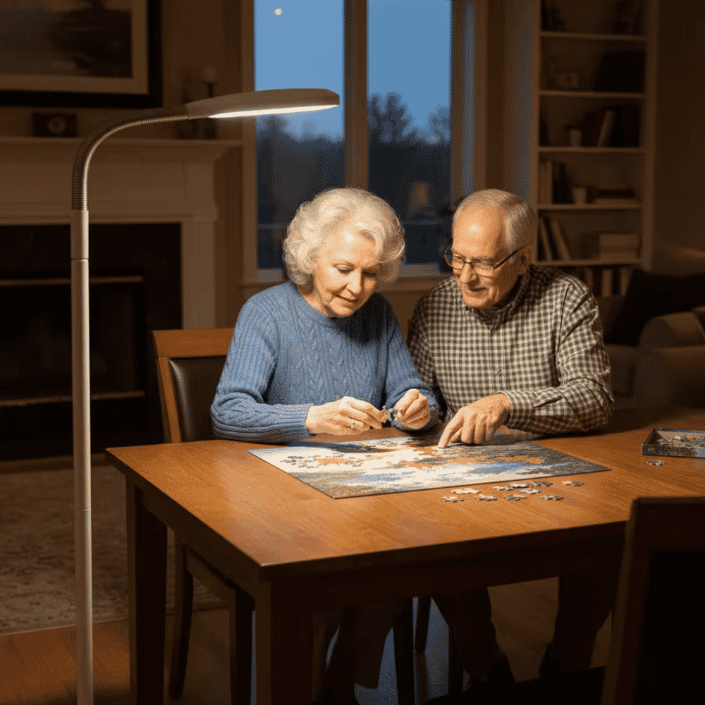 professional reading floor light in use