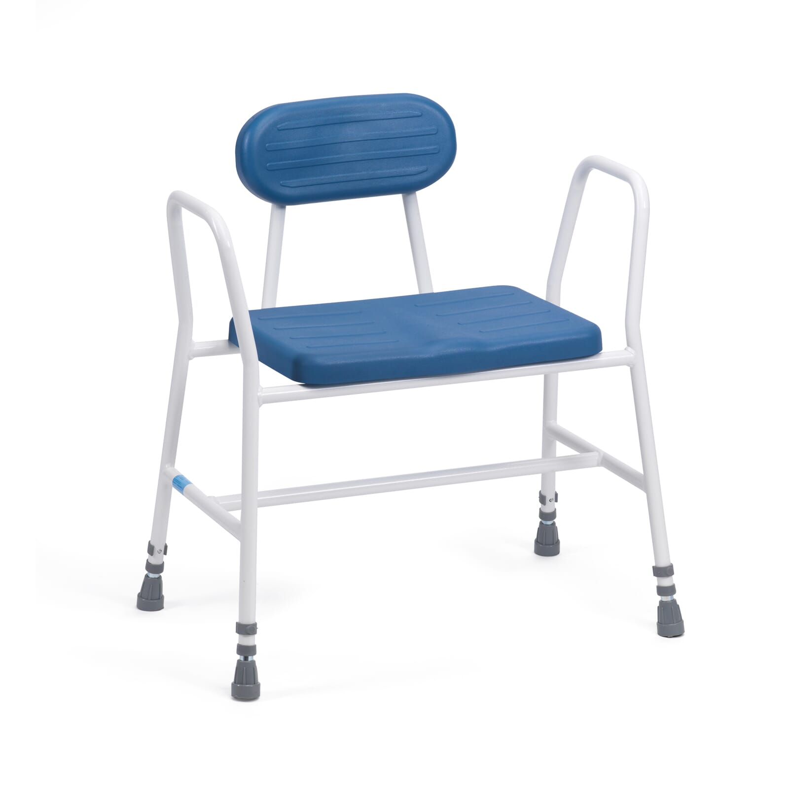 View PU Bariatric Perching Kitchen Stool Angled Seat Tubular Arms and Padded Back information