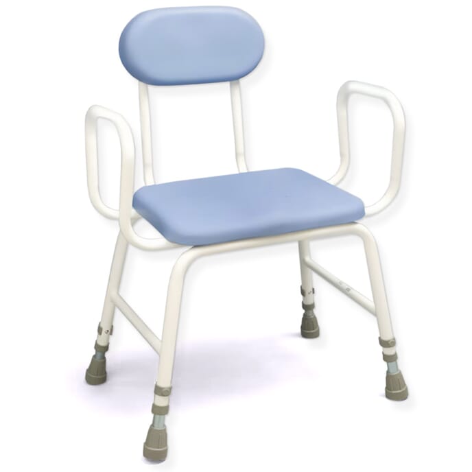 pu extra low moulded perching stool with arms pad back