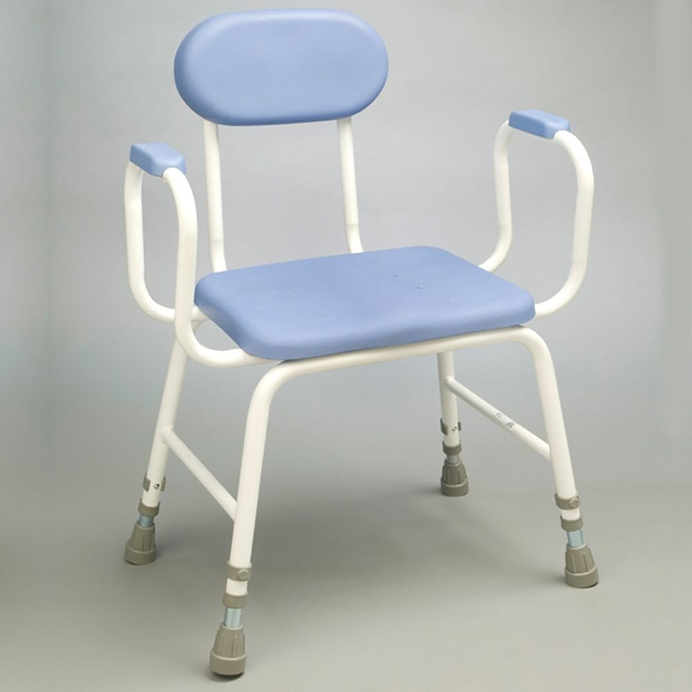 View PU Extra Low Moulded Perching Stool with Arms Pad Back information