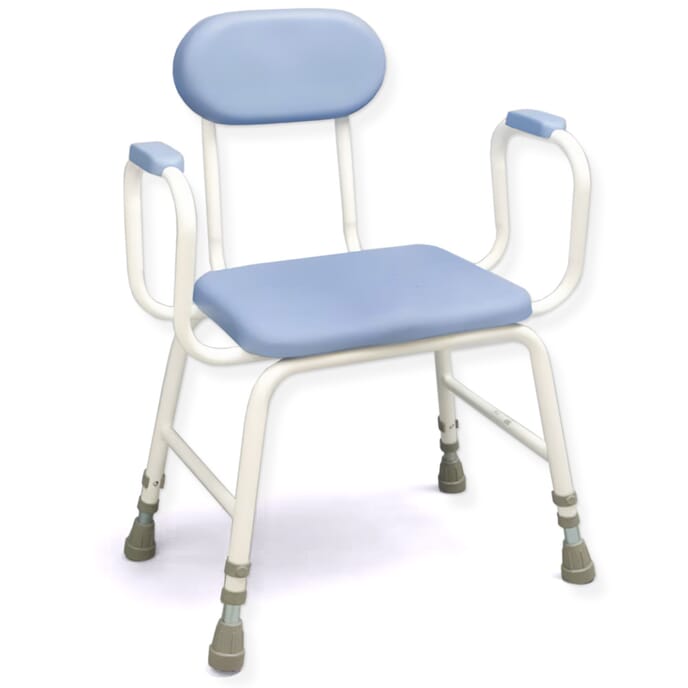 pu extra low moulded perching stool with padded arms padded back