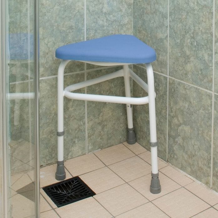 pu padded corner shower stool lifestyle