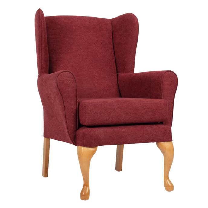 queen anne fireside chair deep red