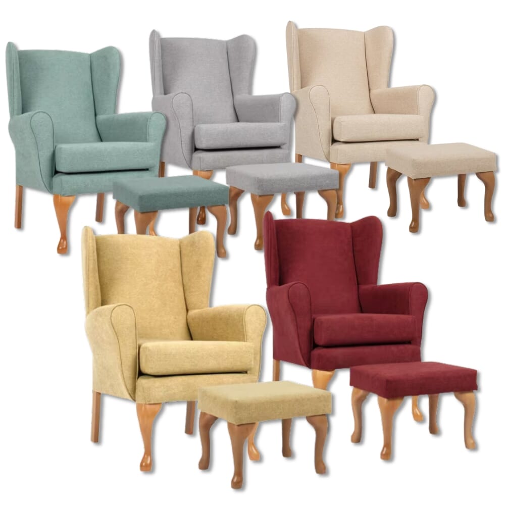 Queen Anne Fireside Chair with Matching Footstool