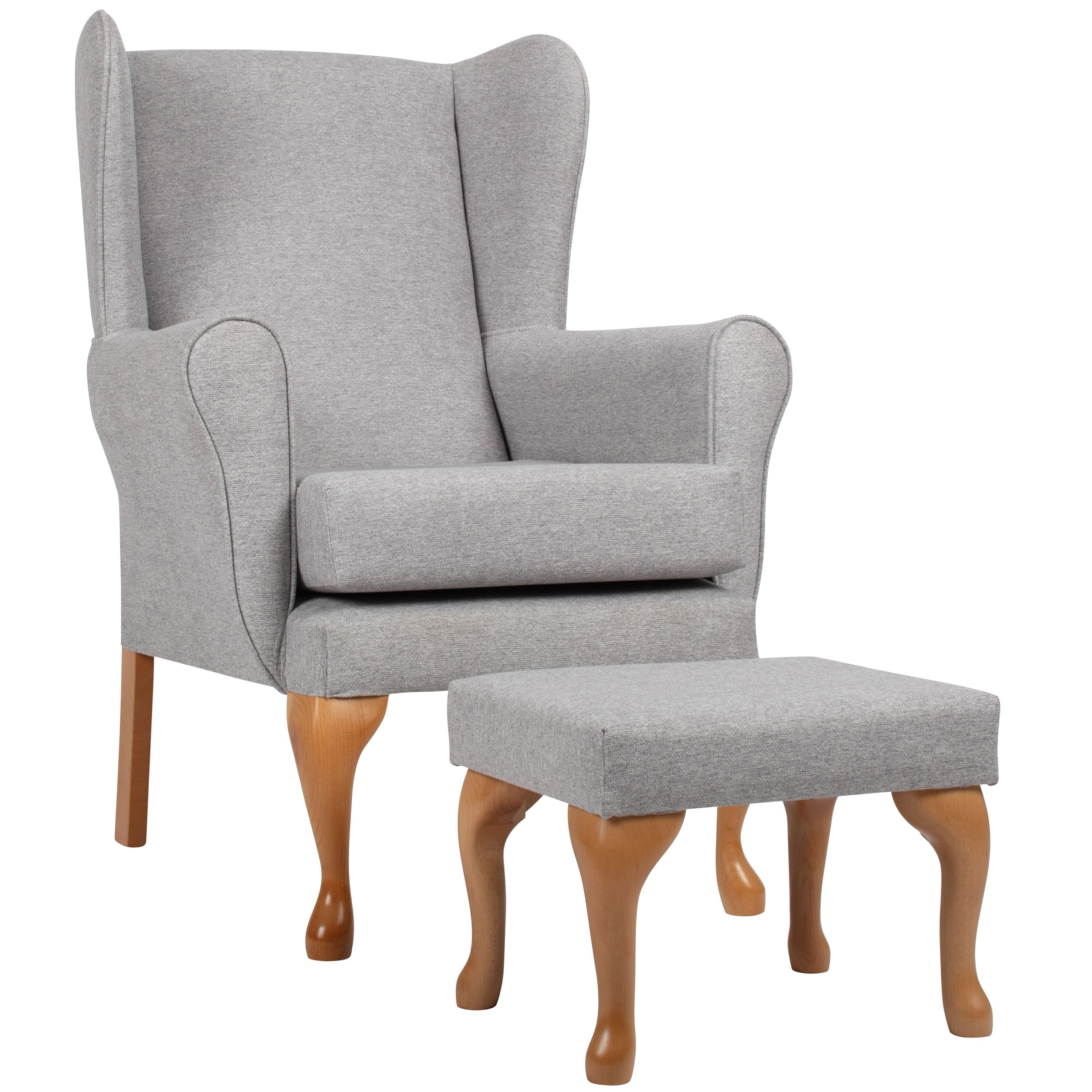 Queen Anne Fireside Chair with Matching Footstool - Dark Cream from ...