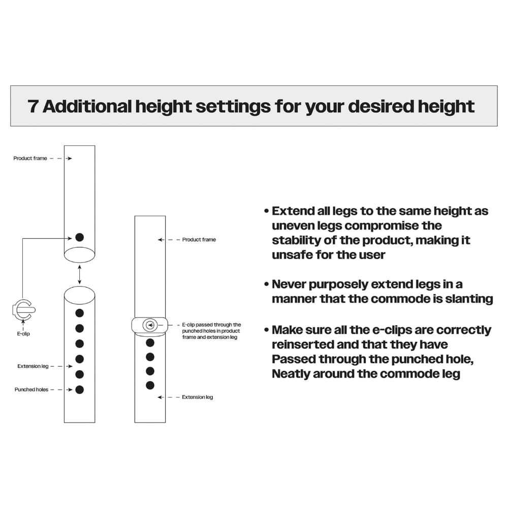 raised toilet frame and seat height adjustable