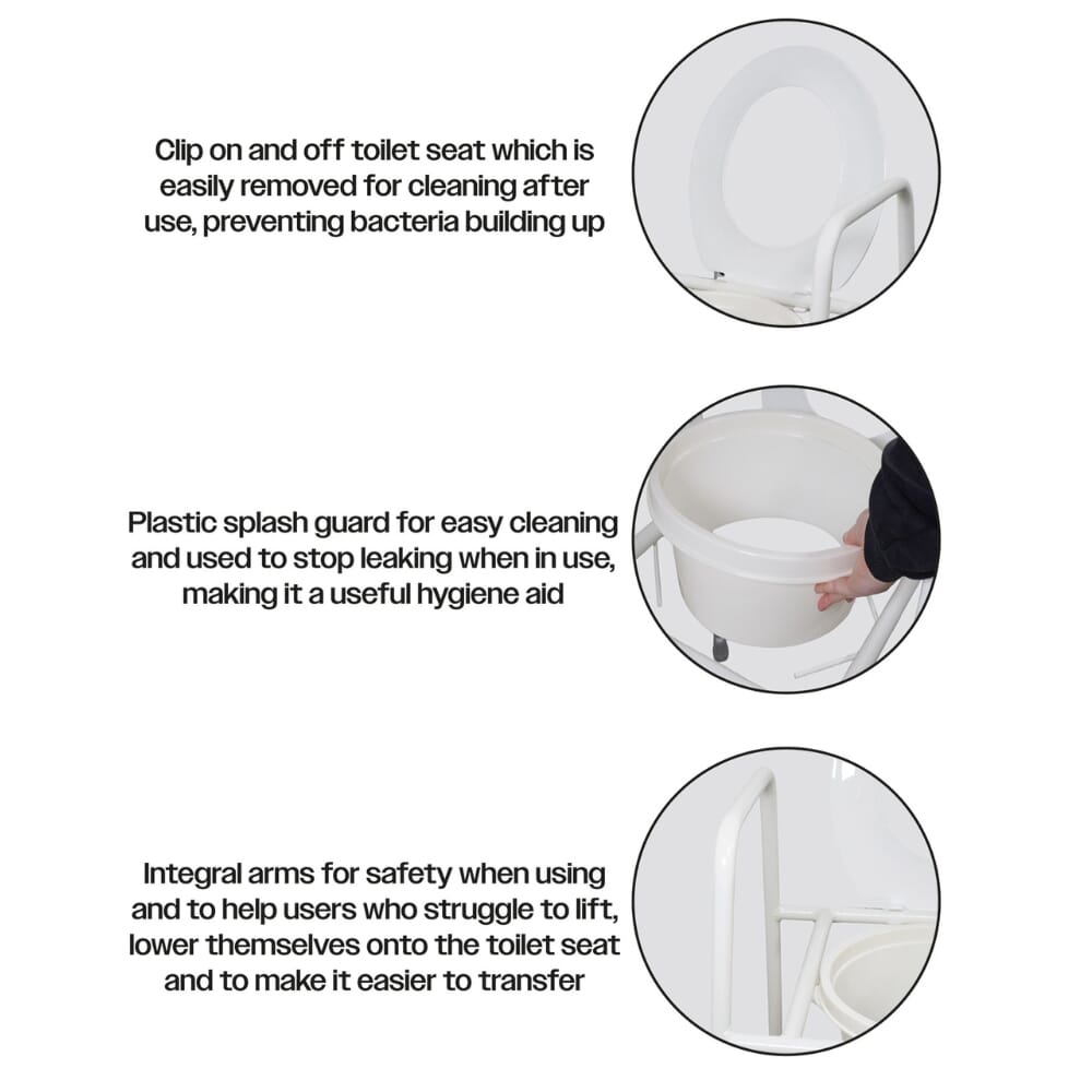 raised toilet frame and seat key features