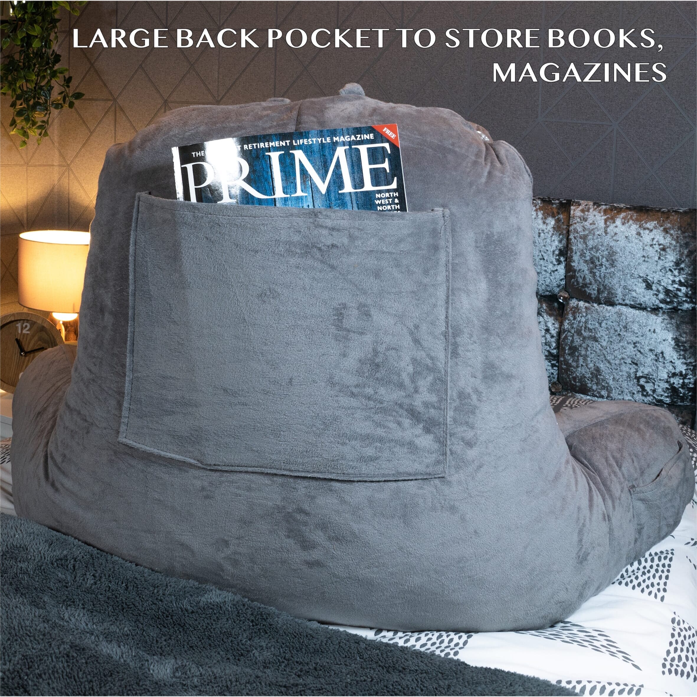 reading pillow with arms back