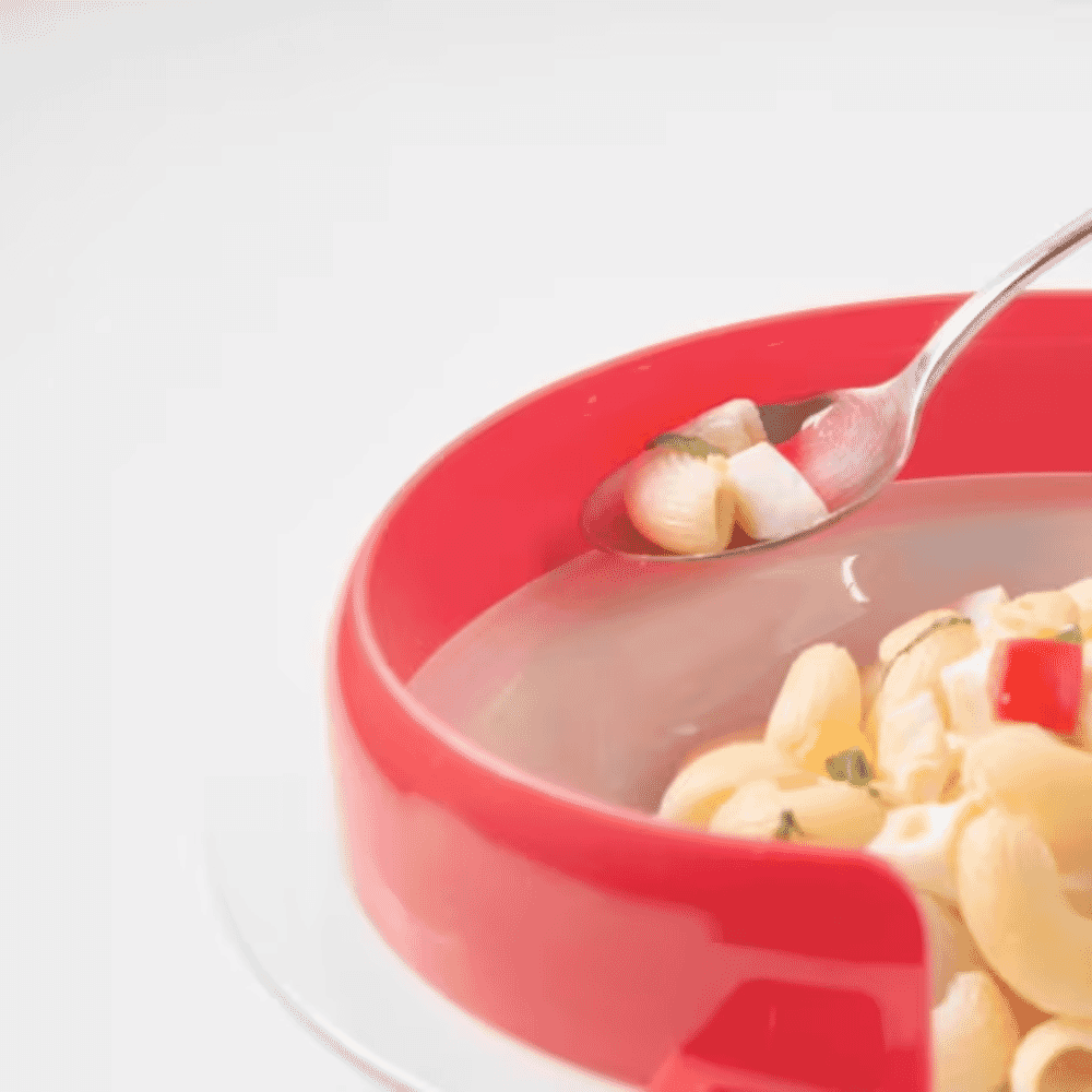 red plastic plate protector detail