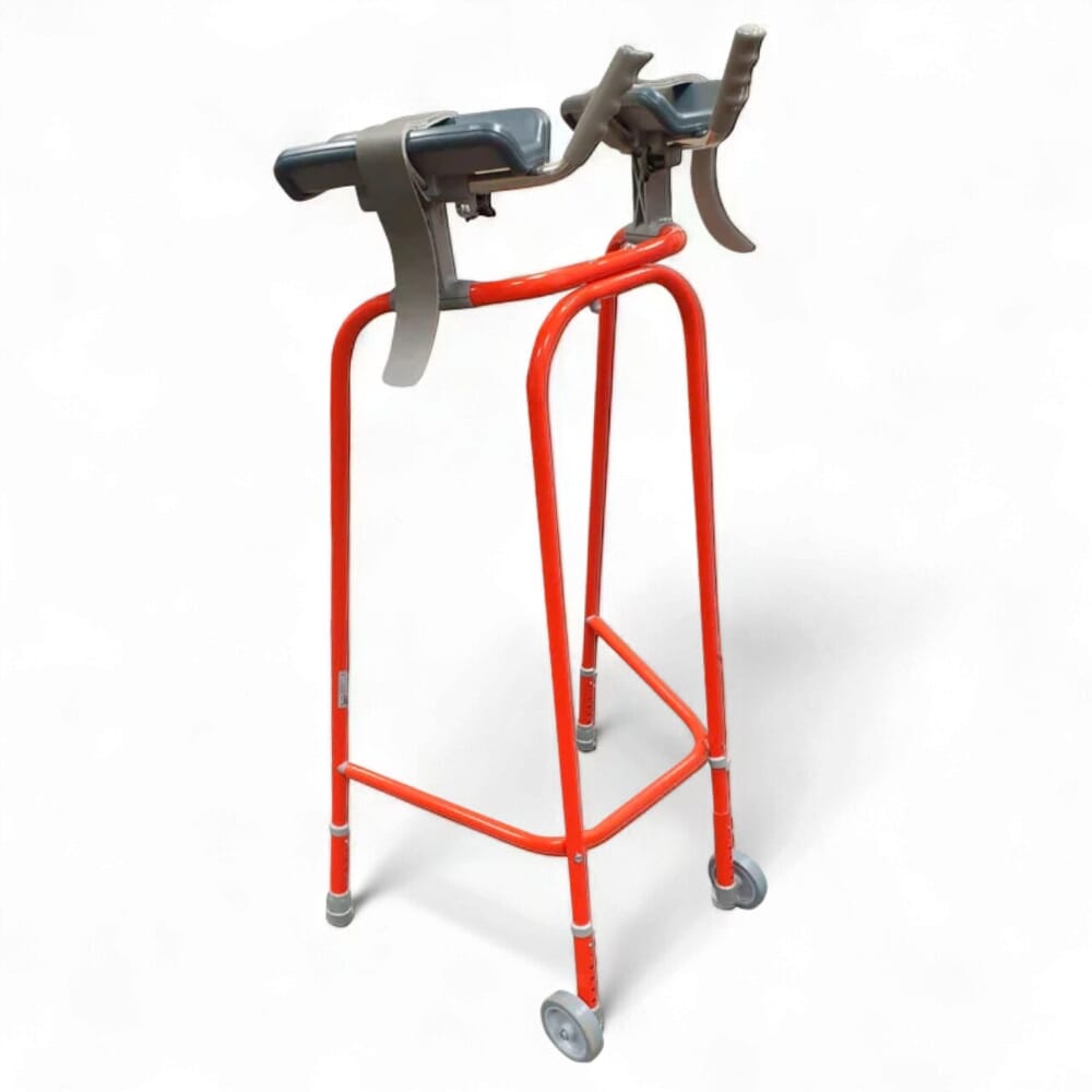 red wheeled forearm walker 83 93cm