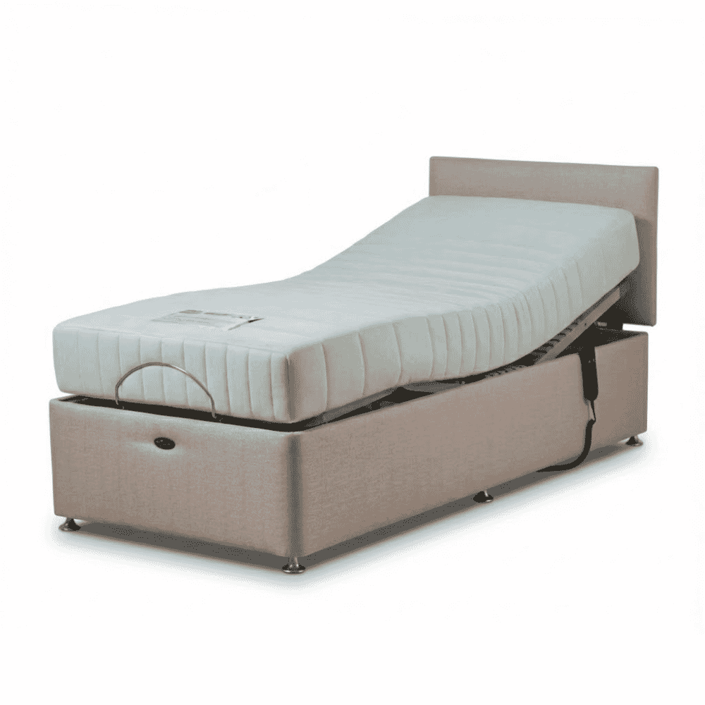richmond adjustable single divan bed with headboard and reflex foam mattress