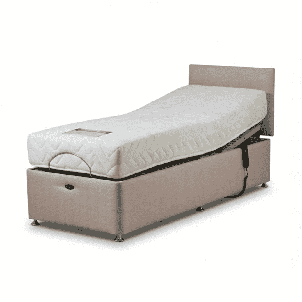 richmond adjustable small single divan bed with headboard and memory foam mattress