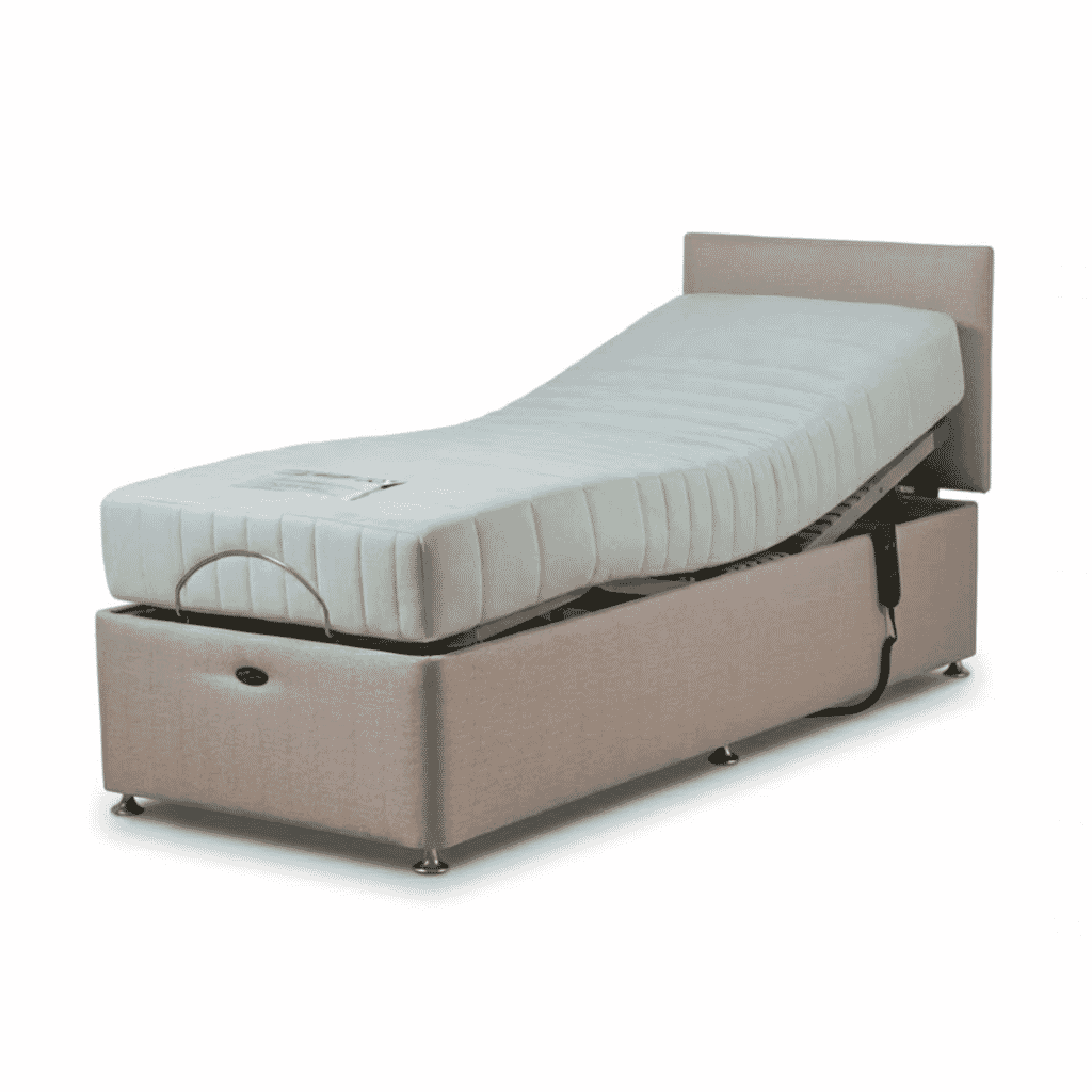 richmond adjustable small single divan bed with headboard and reflex foam mattress